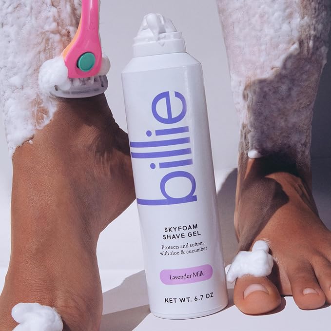 Billie SkyFoam Shave Gel - Lavender Milk Scent - Water-activated Foam - Made With Aloe & Cucumber - For A Close, Smooth Shave - 6.7 fl oz, 3-pack