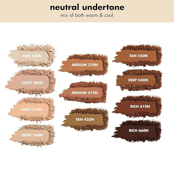 e.l.f. Camo Powder Foundation, Lightweight, Primer-Infused Buildable & Long-Lasting Medium-to-Full Coverage Pressed Foundation for Face, Tan 450 N