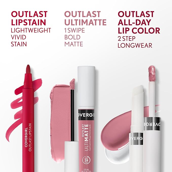 COVERGIRL, Outlast AllDay Lip Color with Moisturizing Topcoat New Neutrals Shade Collection 120 Dusty Blush, 1 Count