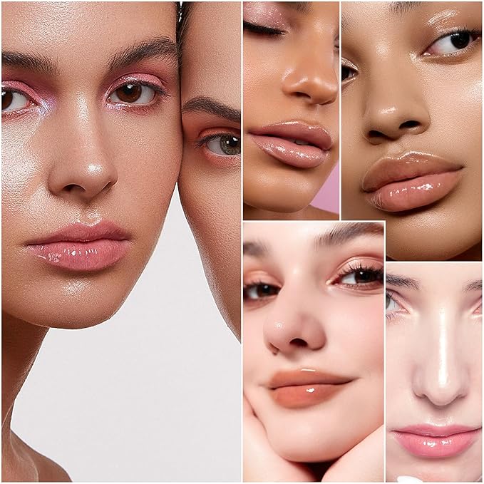 Hydrating Lip Glow Oil Long-Lasting Nourishing Lip Gloss Moisturizing Non-Sticky Plumping Lip Stain Tinted Cherry Oil Lip Care (Golden)