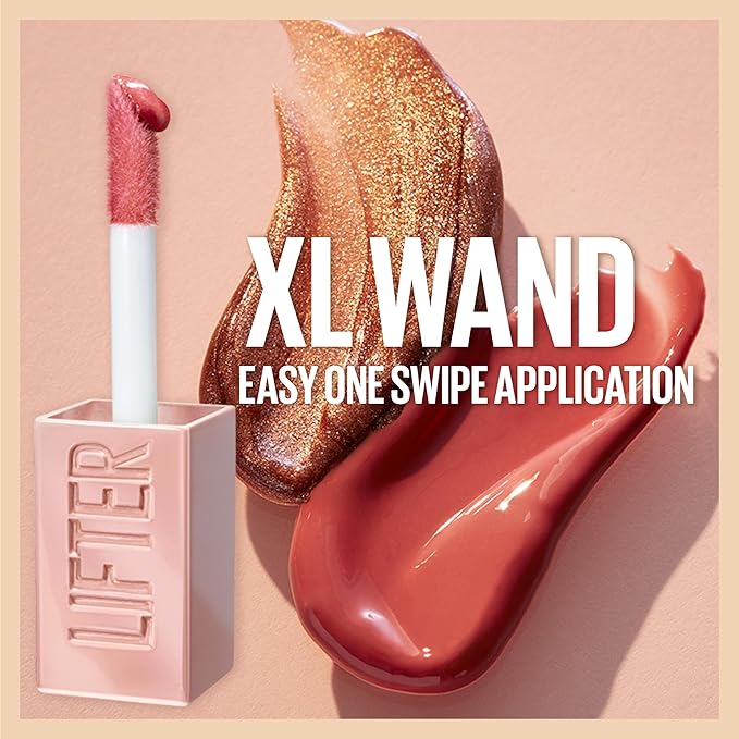 Maybelline Lifter Gloss, Hydrating Lip Gloss with Hyaluronic Acid, High Shine for Plumper Looking Lips, Crystal, Golden Neutral, 0.18 Ounce