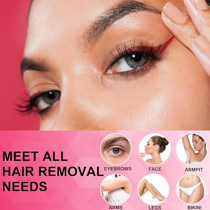 Eyebrow Razor & Facial Hair Removal for Women (2 in 1, USB Rechargeable), 100% Painless Hair Removal, Eyebrow Trimmer and Hair Remover Kit with Light for Eyebrow, Face Peach Fuzz, Lips, Body (Pink)