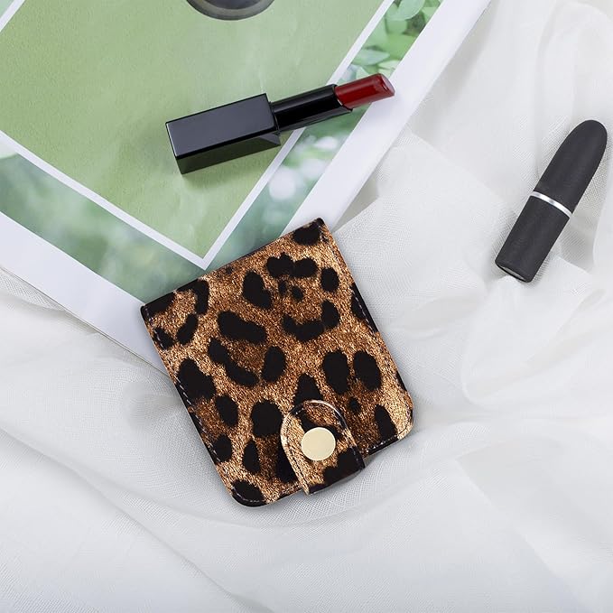 Cockatoo Leather Lipstick Case with Mirror, Women's Portable Lipstick Pouch Travel Cosmetic Bag Can Be Put in Wallet Mini Cosmetic Bag Lipstick Pouch (Nude Pink)