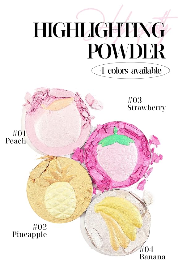 Cream Highlighter Compact, Highly Pigmented Glitter Powder Makeup, Face