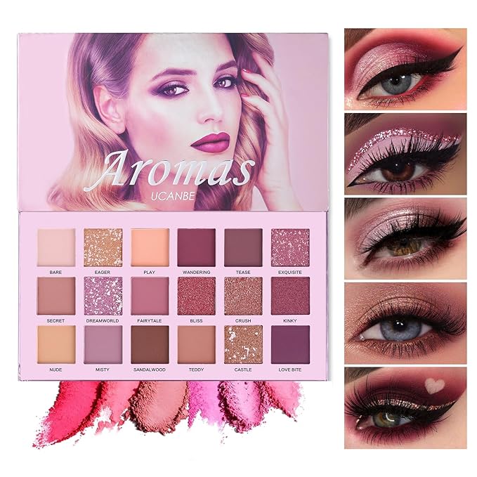 2Pcs Florescence + Aromas Eyeshadow Palette Makeup Set, Matte Shimmer Glitter Pressed Pearl All Highly Pigmented Blending Powder, Natural Velvet Texture Eye Shadow Kit