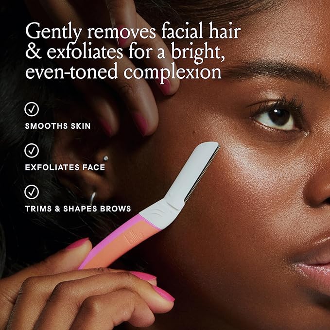 Billie - Dermaplane Starter Kit - Reusable Handle + 3 Refill Blades - Remove Facial Hair + Perfectly Shape Brows - Dermatologist-Approved - Malibu
