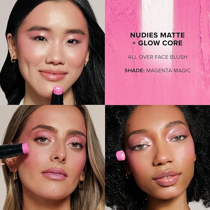 Nudies Matte + Glow Core All Over Face Blush Color - Magenta Magic