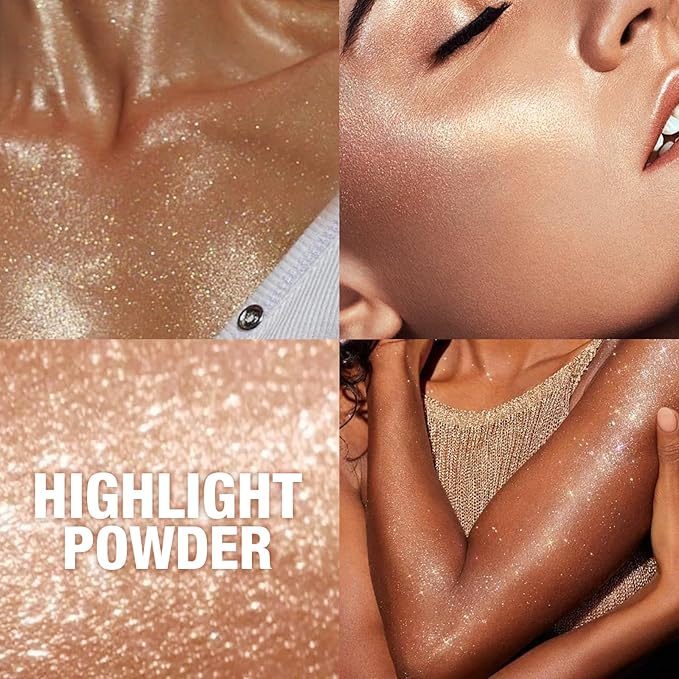 Glitter Body Highlighter Powder Body Shimmer Sparkle Face head( Golden)