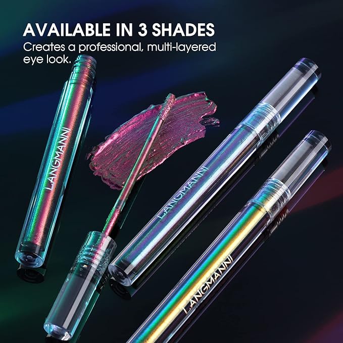 Jolilab Metallic Liquid Chameleon Eyeshadow, Multi-Dimensional Eye Looks, Long-lasting Holographic Glitter Multichrome Eyeshadows Makeup (#Peacock+Wonder+Ember)