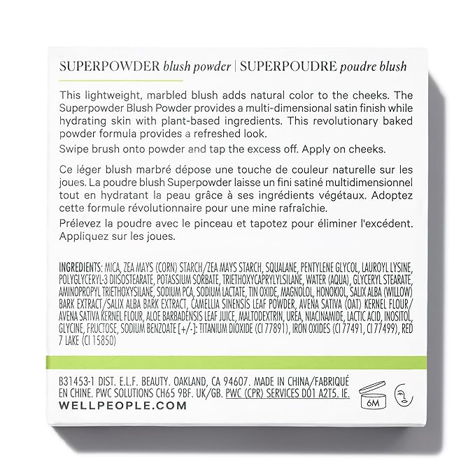 Well People Superpowder Blush Powder, Hydrating Powder Blush Wild Fig