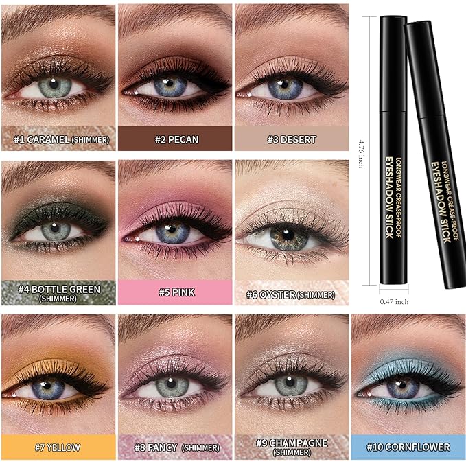 Eyeshadow Stick Waterproof Cream Eye Shadow Pencil Long-Lasting Crease-Proof Shimmer Glitter Eyeshadow Crayon Smooth High Pigmented Highlighter Neutral Eye Shadow Liner Makeup, 1 CARAMEL