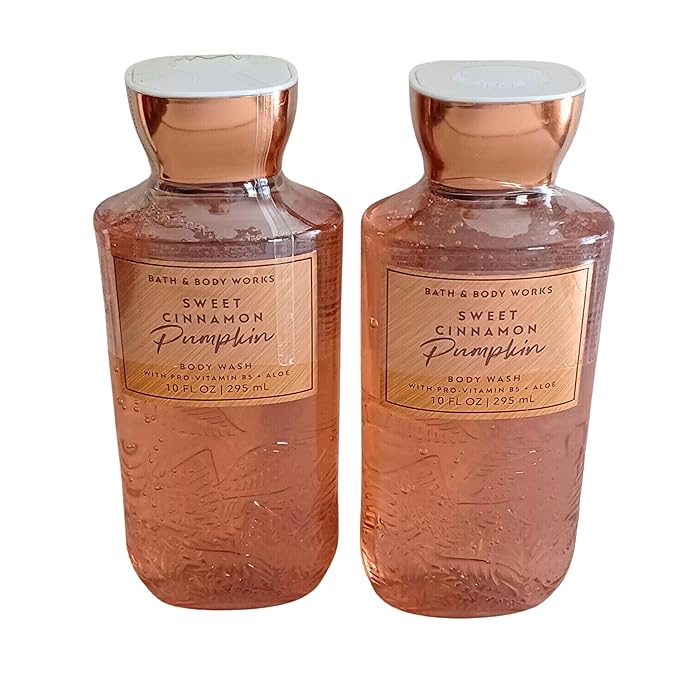 Bath & Body Works Shea + Vitamin E Shower Gel, Set of 2, 10oz Each (Sweet Cinnamon Pumpkin)