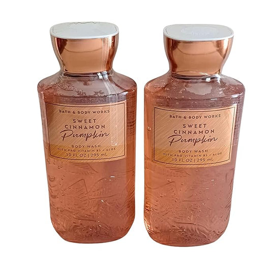 Bath & Body Works Shea + Vitamin E Shower Gel, Set of 2, 10oz Each (Sweet Cinnamon Pumpkin)