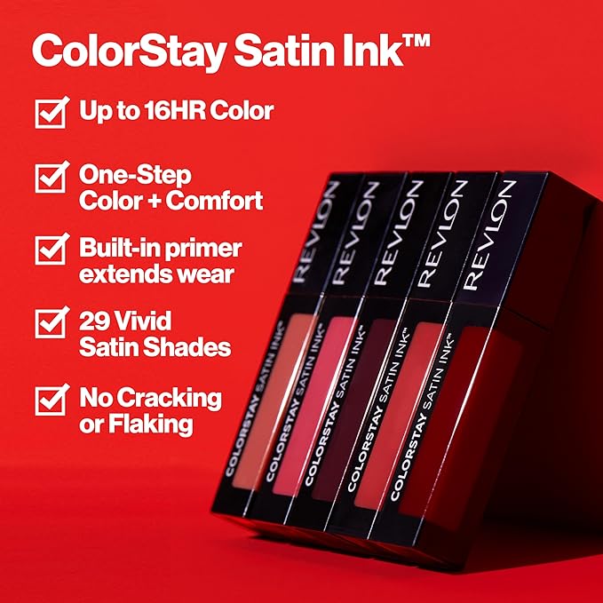 Revlon ColorStay Satin Ink Liquid Lipstick, Longwear Rich Lip Colors, Formulated with Black Currant Seed Oil, 024 Perfect Storm, 0.17 fl oz