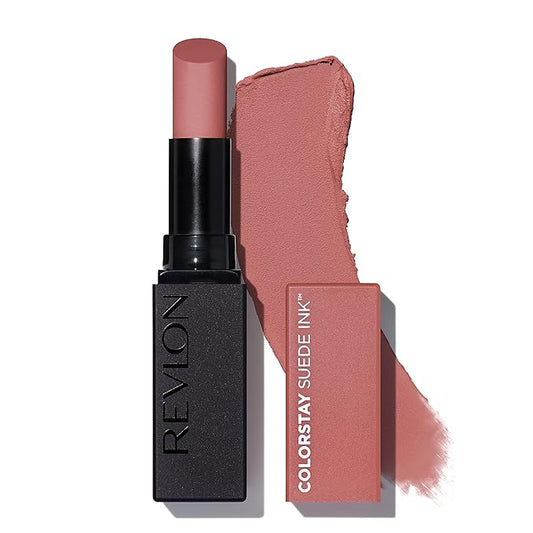 REVLON Lipstick, ColorStay Suede Ink, Built-in Primer, Infused with Vitamin E, Waterproof, Smudge-proof, Matte Color, 001 Gut Instict, 0.09 oz.