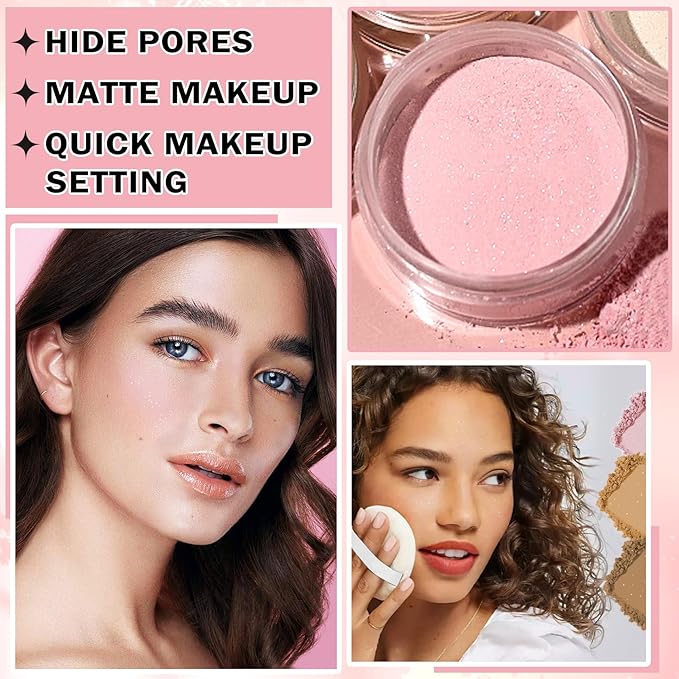 Pink Setting Powder Loose Powder Shimmer Finishing Powder Face
