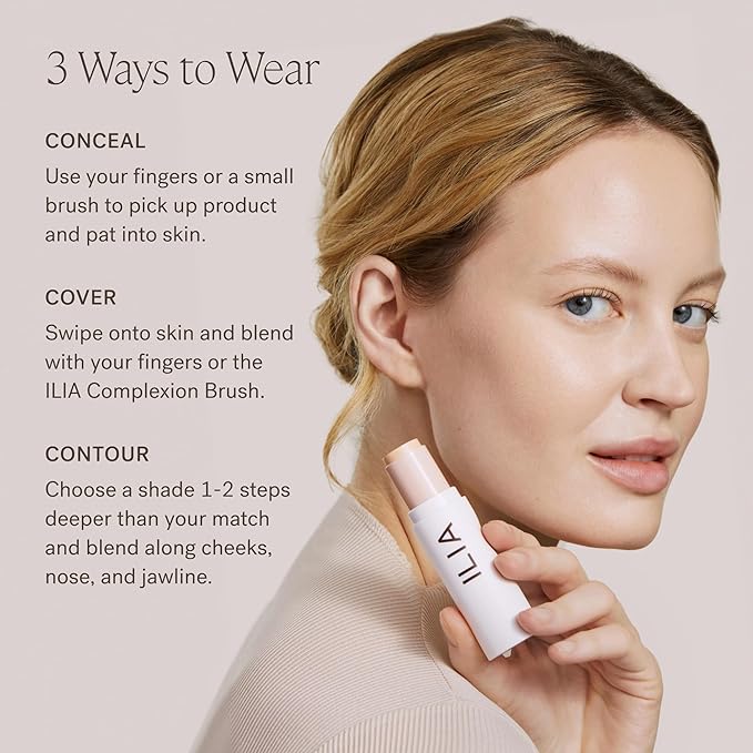 ILIA - Skin Rewind Complexion Stick - Foundation + Concealer + Skincare | Non-Toxic, Vegan, Cruelty-Free, Clean Makeup (37N - Ipe, 0.35 oz | 10 g)