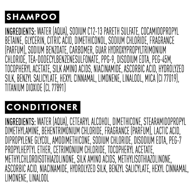 Suave Shampoo and Conditioner Set, Silk Protein Infusion, Sleek & Smooth – Protein Hair Treatment for Dry, Damaged Hair, Detangler, 48H Frizz Control, 12.6 Oz Ea (2 Piece Set)