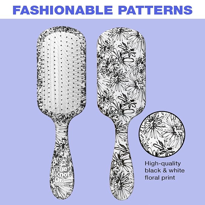 The Knot Dr. hair brush by Conair - Detangling hair brush - Removes Knots and Tangles in wet or dry hair- hair brushes for women - Floral Print