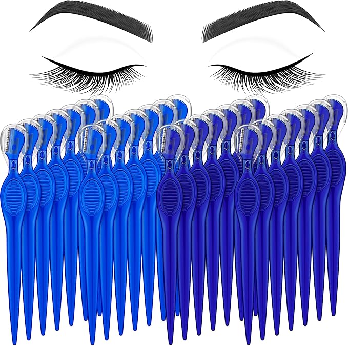 Mudder 28 Pcs Eyebrow Razor Knife Shaver Trimmer Shaver Multipurpose Exfoliating Tool Facial Hair Removal for Women Valentine Gift Giving(Blue,Royal Blue)