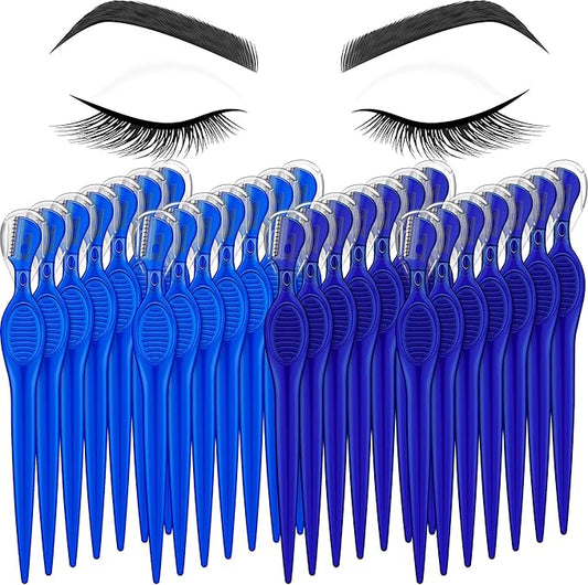 Mudder 28 Pcs Eyebrow Razor Knife Shaver Trimmer Shaver Multipurpose Exfoliating Tool Facial Hair Removal for Women Valentine Gift Giving(Blue,Royal Blue)