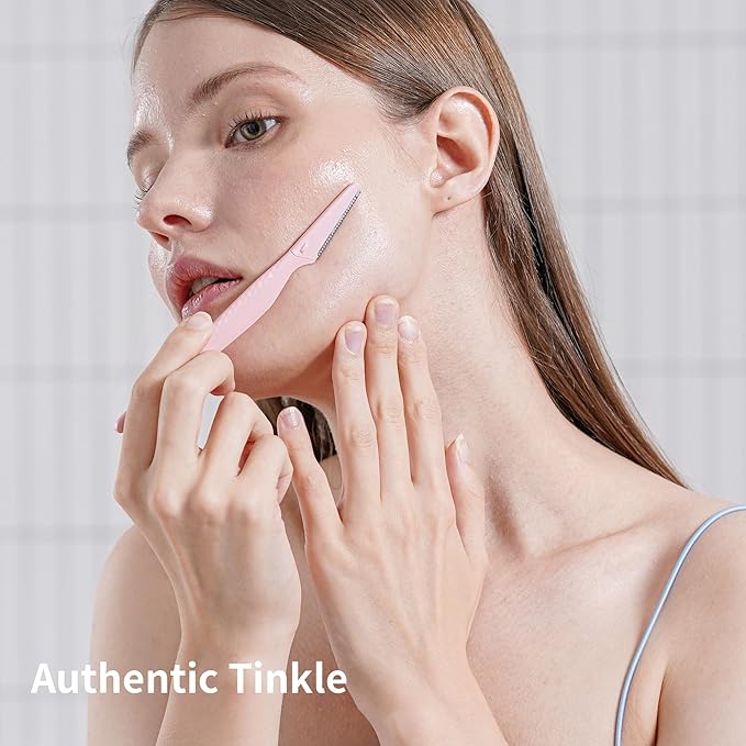 Dorco Tinkle Everglow, 12 Razors (4 Packs of 3), Eco-Friendly Dermaplaning Tool, Multipurpose Eyebrow Razor & Face Shaver