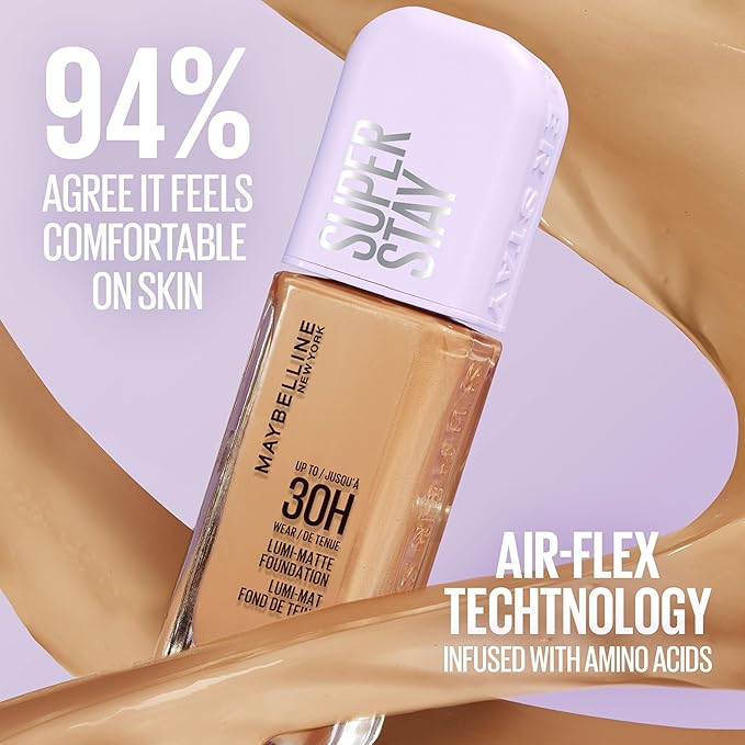 Maybelline Super Stay Lumi-Matte Foundation, Lightweight and Buildable Full Coverage Foundation Makeup For Up To 30HR Wear, 102, 1 Count