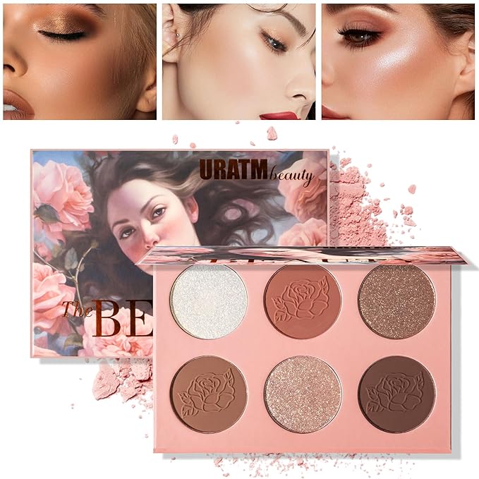 6 Color Rosé Blush Palette, Velvety Fine Texture,