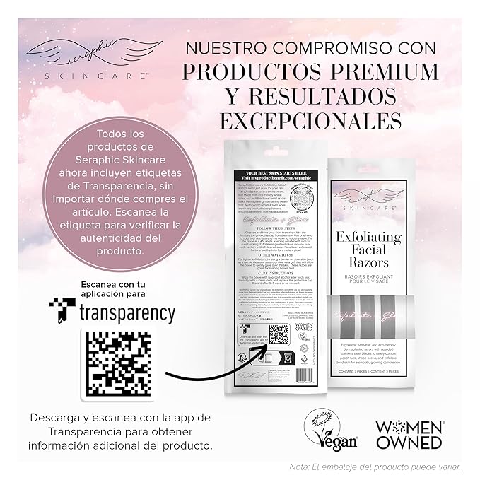 Seraphic Skincare Exfoliating Facial Razors Blades (3pc) – For Eyebrows, Peach Fuzz & Exfoliation – Dermaplane Face Razor for Women Face – Wheat Straw Handle & Swedish Stainless Steel Blades