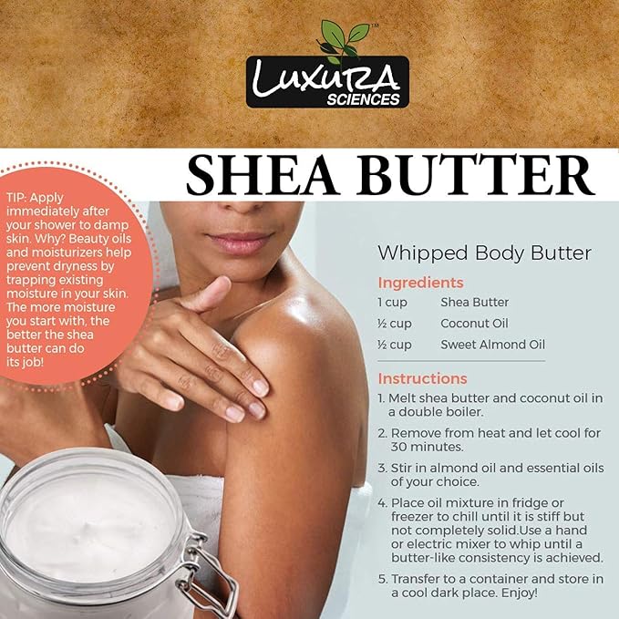 African Shea Butter | 100% Pure & Unrefined Raw Shea Butter for Skin & Hair | Deep Moisturizer for Face, Body & Scalp | Ideal for DIY Lotion, Soap Making & Lip Balm | 7.05 Oz (200g)