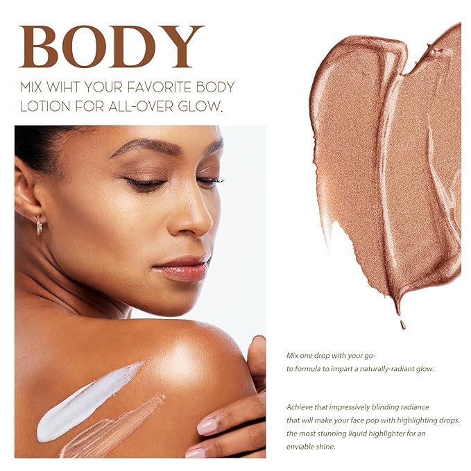 VIOLA HOUSE Liquid Highlighter Drops, Glitter Illuminator Blend (4 sunlight) 30ml