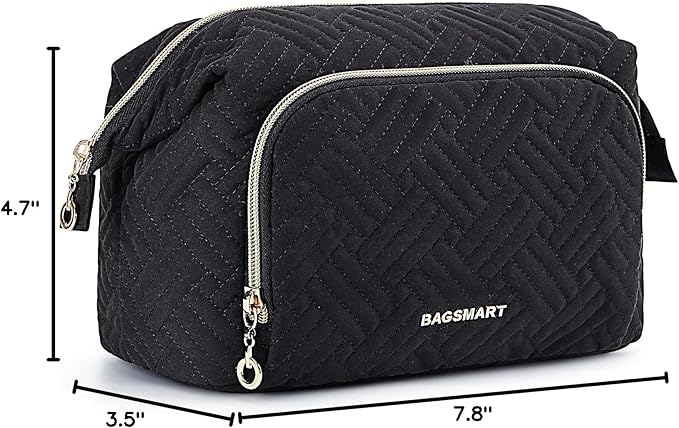 BAGSMART Travel Makeup Bag, Cosmetic Bag Make Up Organizer Case,Large Wide-open Pouch for Women Purse for Toiletries Accessories Brushes