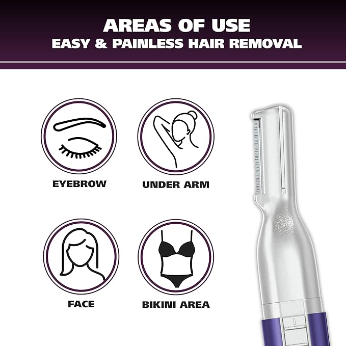 Wahl Clean & Confident Female Battery Pen Trimmer with Rinseable Blades for Eyebrows, Facial Hair, & Light Grooming- Hygienic Grooming & Easy Cleaning with Battery Included - Model 5640-100