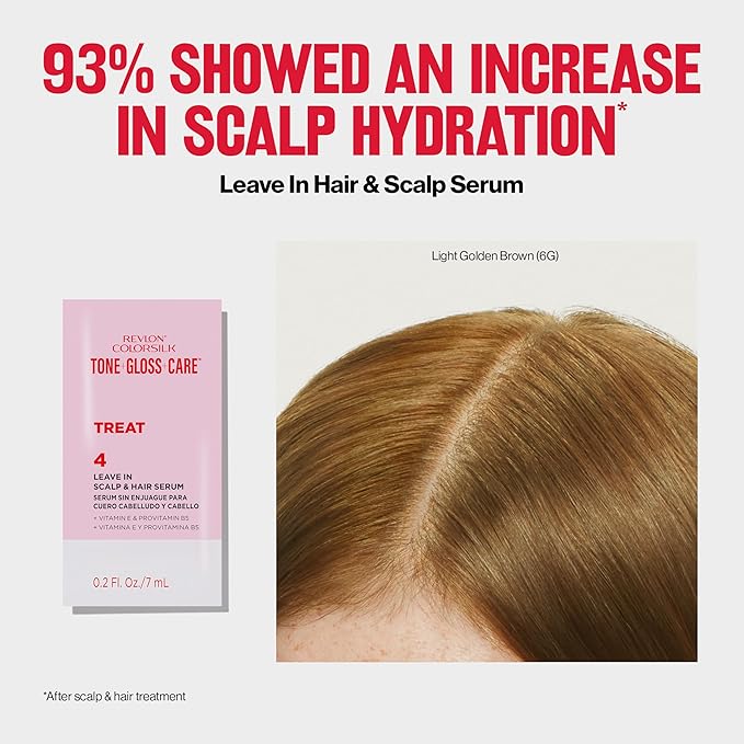 Revlon ColorSilk Tone + Gloss + Care Demi Permanent Hair Color, Dye Kit with Leave-In Scalp and Haircare Serum, 2x Shinier, 4x Stronger, 4 Dark Brown, 4.5 fl oz