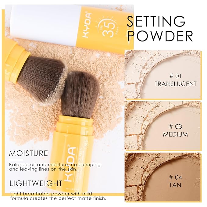 KYDA Mineral Sunscreen Setting Powder, SPF 35, Translucent, Ownest Beauty