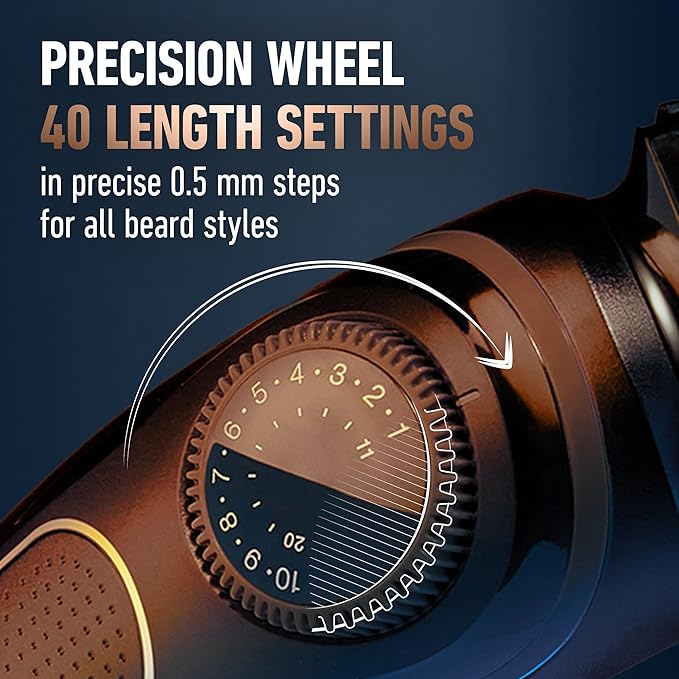 King C. Gillette Cordless Beard Trimmer for Men, Kit includes 1 Trimmer, 3 Interchangeable Combs, 1 Cleaning Brush, 1 Charger, 1 Travel Bag, BLUE