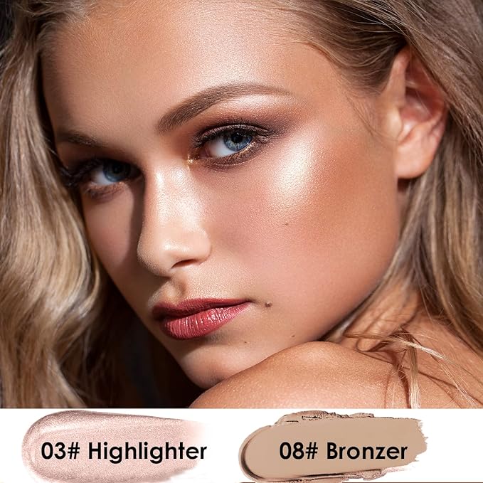 POPMISOLER 2 pcs Makeup Highlighter Stick & Cream Foundation Stick