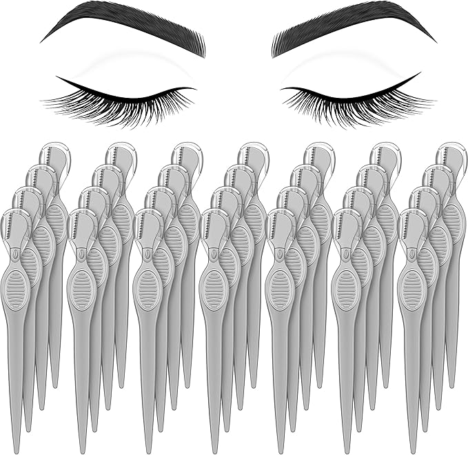 Mudder 28 Pcs Eyebrow Razor Knife Shaver Trimmer Shaver Multipurpose Exfoliating Tool Facial Hair Removal for Women Valentine Gift Giving(Gray)