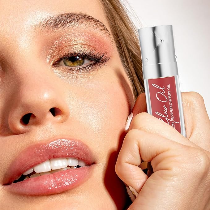 Hydrating Lip Glow Oil Long-Lasting Nourishing Lip Gloss Moisturizing Non-Sticky Plumping Lip Stain Tinted Cherry Oil Lip Care (Ruby Red)