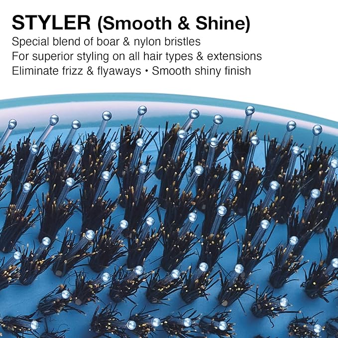 Olivia Garden Opal OG Brush Styler, To Smooth and add Shine, All hair Types, removable cushion for easy cleaning, scalp hugging for scalp massage, gentle, for women, men and children, Opal