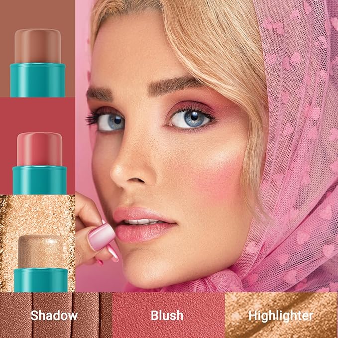 3Pcs Cream Contour Stick, with Highlighter Stick Milk