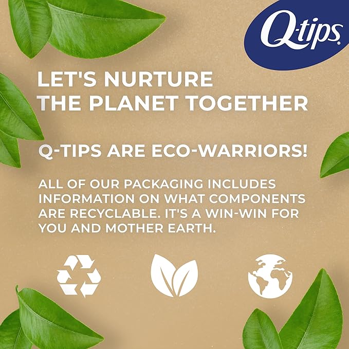 Q-tips Cotton Swabs Organic Swab Ultimate Home and Beauty Tool Made from Organic Cotton, Paper 400 Count(Pack of 4)