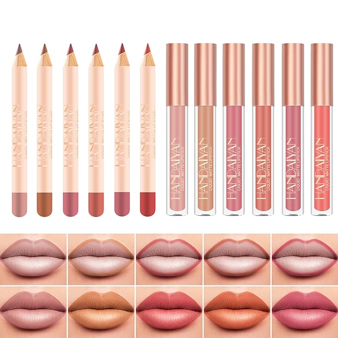 2Pcs Matte Nude Lip Liner Pencil and Lip Longwear
