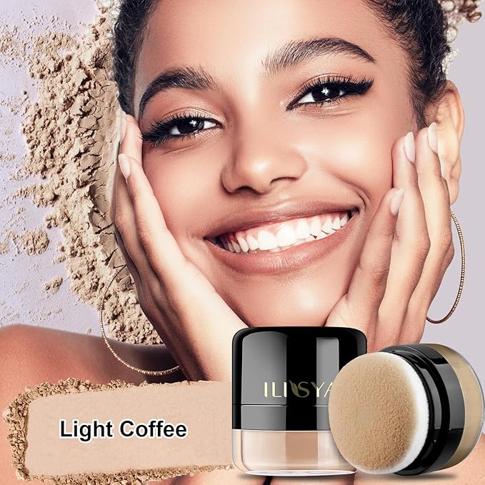 Setting Powder Lightweight Loose Powder Finishing Powder Long-Lasting (Light Coffee/Natural) 0.28 Oz