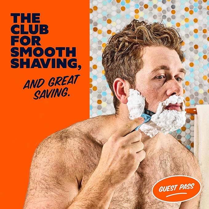 Dollar Shave Club | The Guest Pass Shave Set | 2 Swift Rinse Refill Cartridges, 1 Handle (Blue), 1 Razor Cover