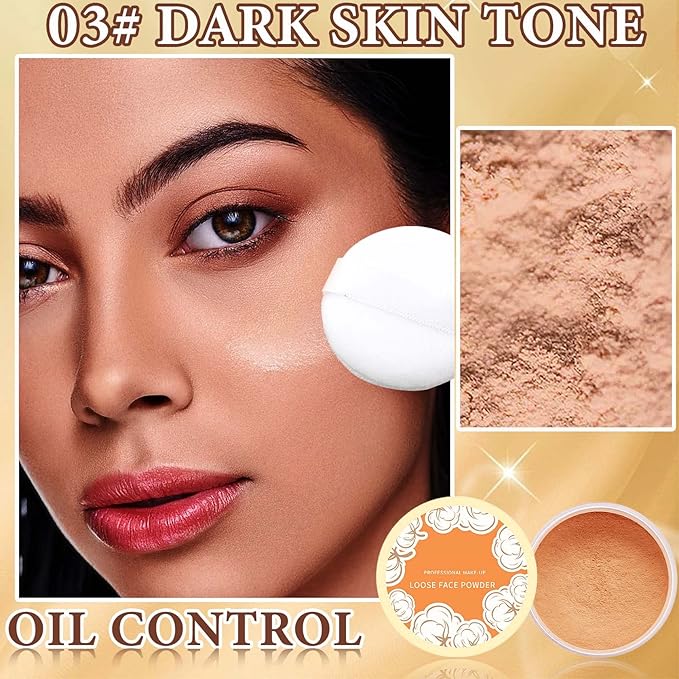 Loose Face Powder,Oil Control Loose Face Setting Powder Effect Makeup(3#)