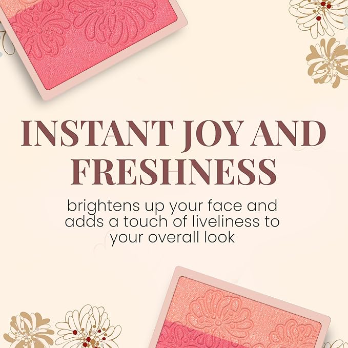 Paul & Joe Pressed Blush Palette Refill Only, Case Sold Separately, Oil-Absorbing Blush Powder, Bi-Color Face Blushes with Fitting Veil Powder, Peach Orange and Pink, 04 Petite Betise, 0.17 oz