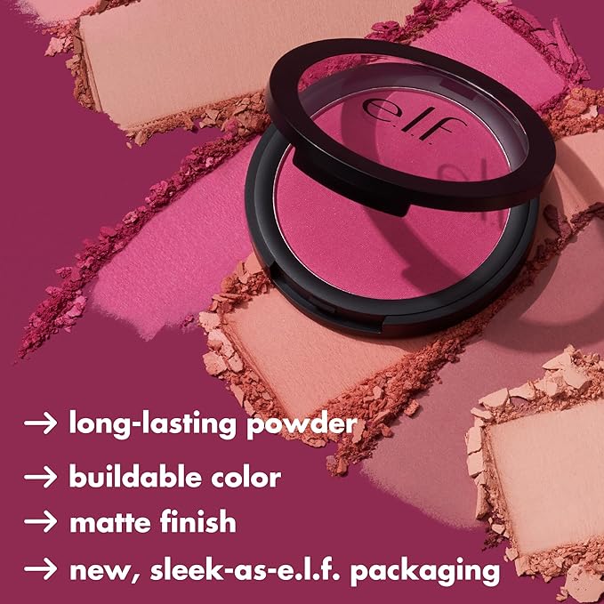 e.l.f. Primer-Infused Matte Blush, Long-Lasting, Lightweight & Buildable Always Fresh