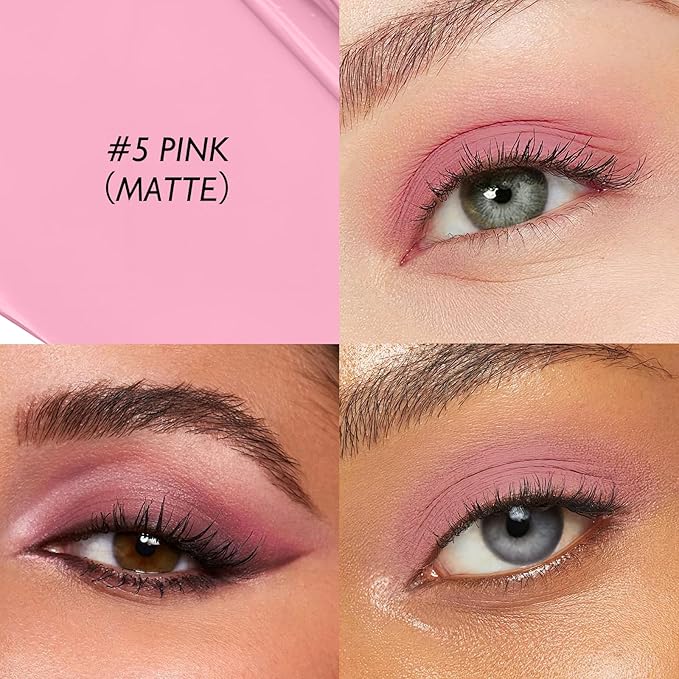 Eyeshadow Stick Matte Eye Shadow Pencil Cream to Powder Eye Brightener Crayon Long-Lasting Crease-Proof Neutral Eyeshadow Buildable & Blendable High Pigmented Eye Liner Makeup for Women, 5 PINK