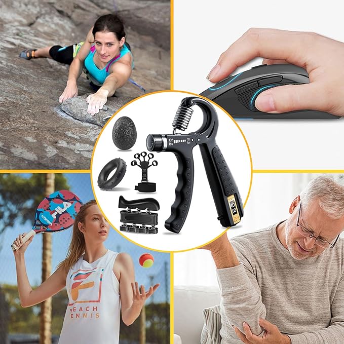 Grip Strength Trainer Kit with Finger Exerciser (5 Pack)